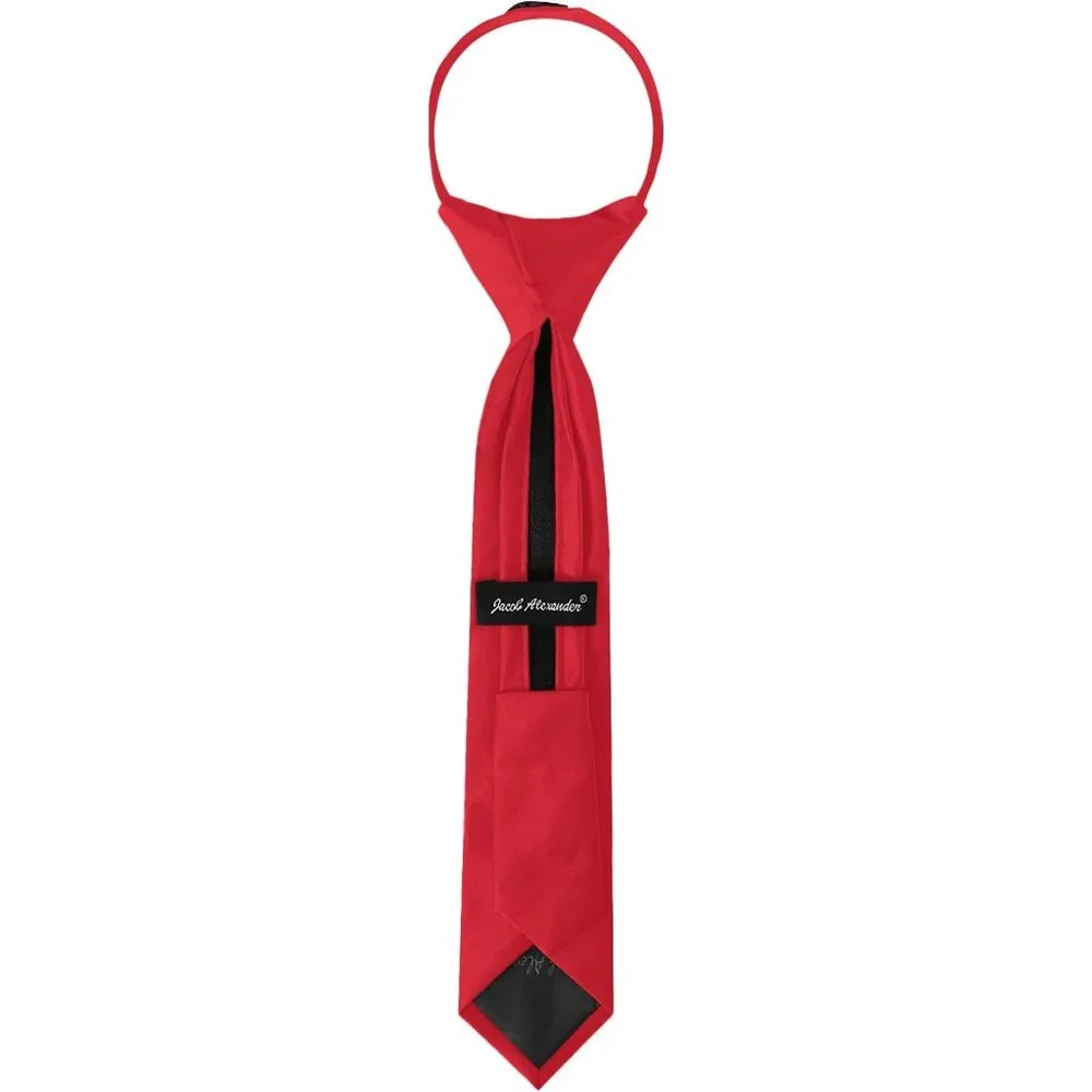 Kid's Solid 11 inch Zipper Tie - Red